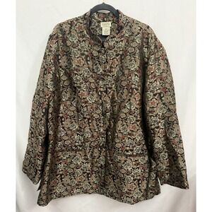 VTG Classic Elements Gold Jacquard Silk Blend Blazer Jacket Womens Plus Size 26W